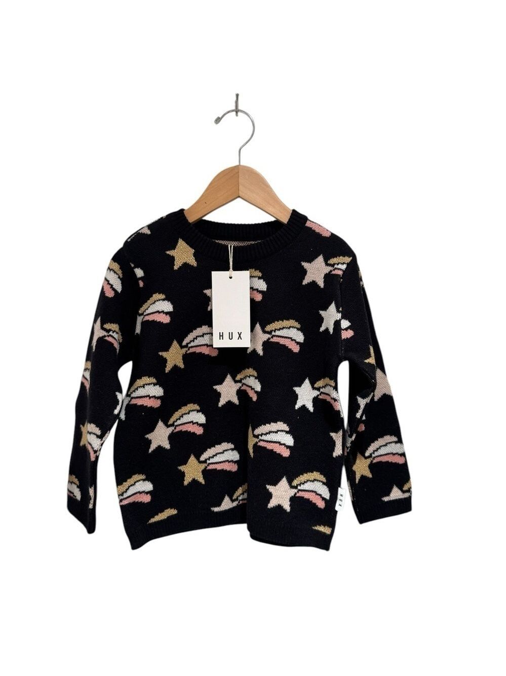 Huxbaby Black Knit Sweater with Shooting Stars NWT - size 4